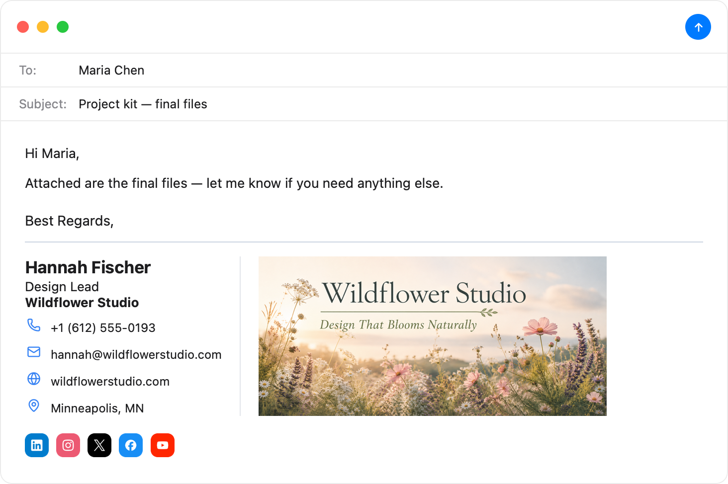 Promo banner Apple Mail email signature template — light mode